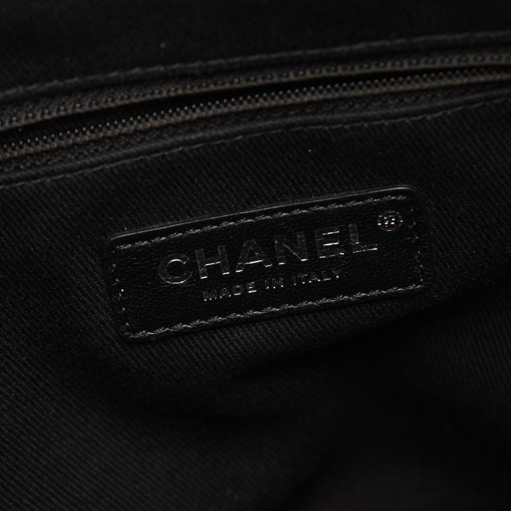 Chanel Shoulder Bag Deauville Black Canvas Leather Drawstring Small — view 4