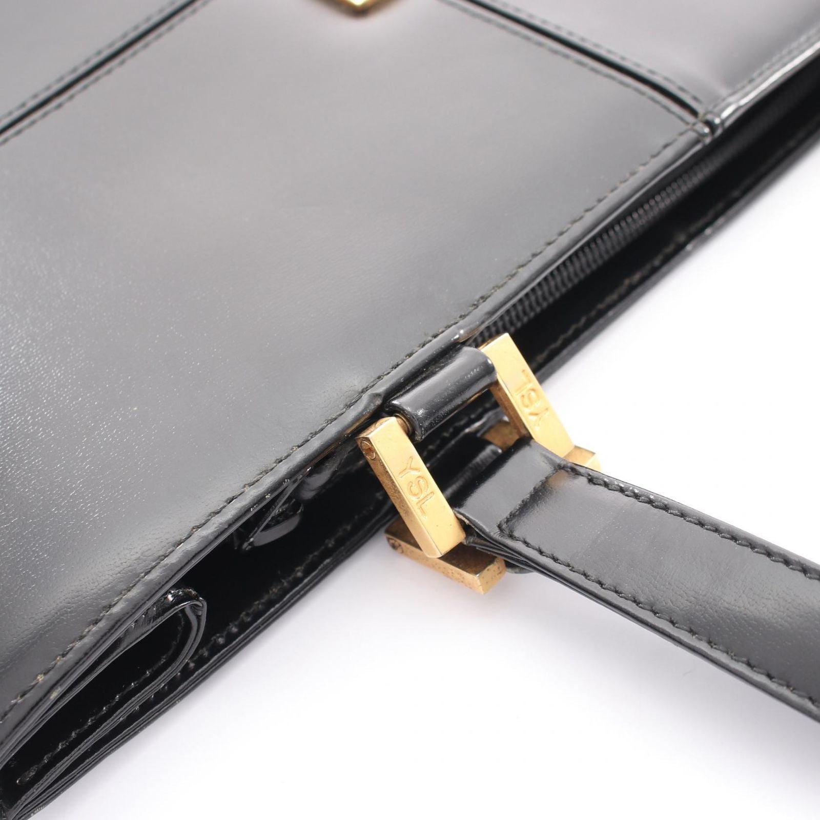 Saint Laurent Tote YSL Logo Black Leather YSL Plate — view 8