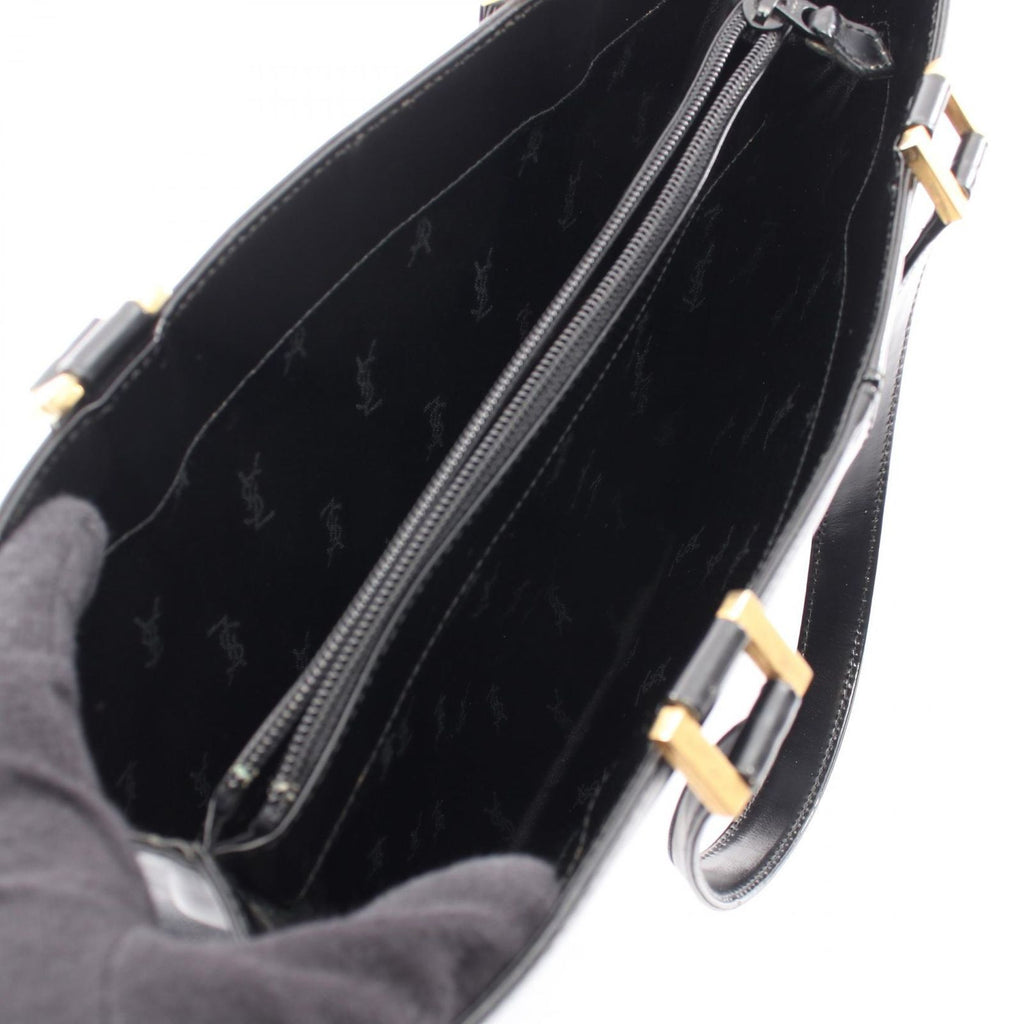 Saint Laurent Tote YSL Logo Black Leather YSL Plate — view 3