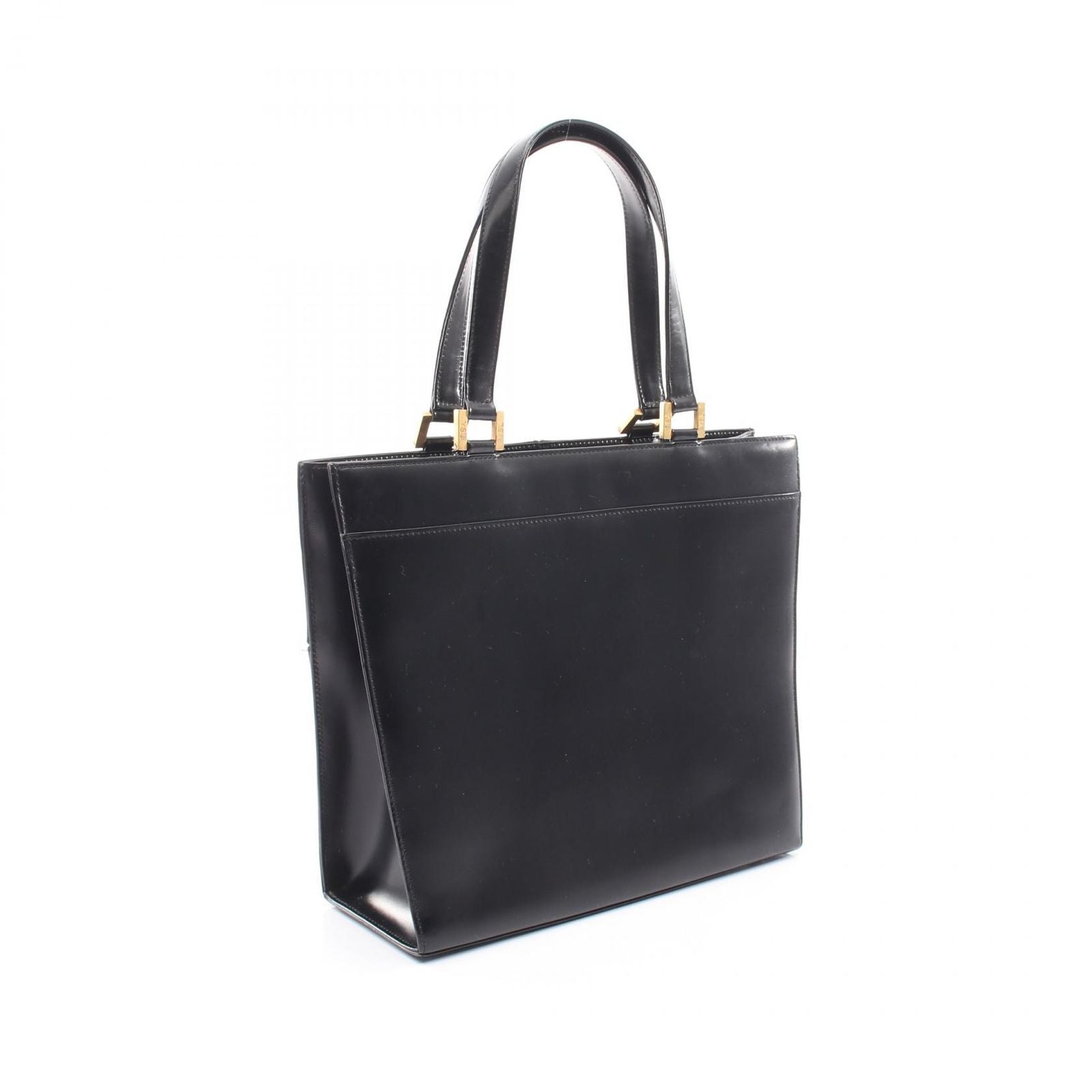 Saint Laurent Tote YSL Logo Black Leather YSL Plate — view 2