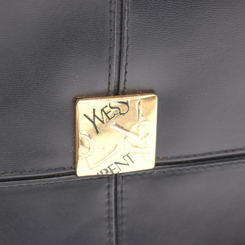 Saint Laurent Tote YSL Logo Black Leather YSL Plate — view 6