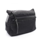 Prada Shoulder Bag Triangle Logo Black Nylon Saffiano Leather — view 2