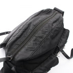 Prada Shoulder Bag Triangle Logo Black Nylon Saffiano Leather — view 8