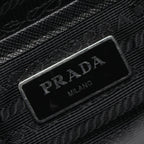 Prada Shoulder Bag Triangle Logo Black Nylon Saffiano Leather — view 4