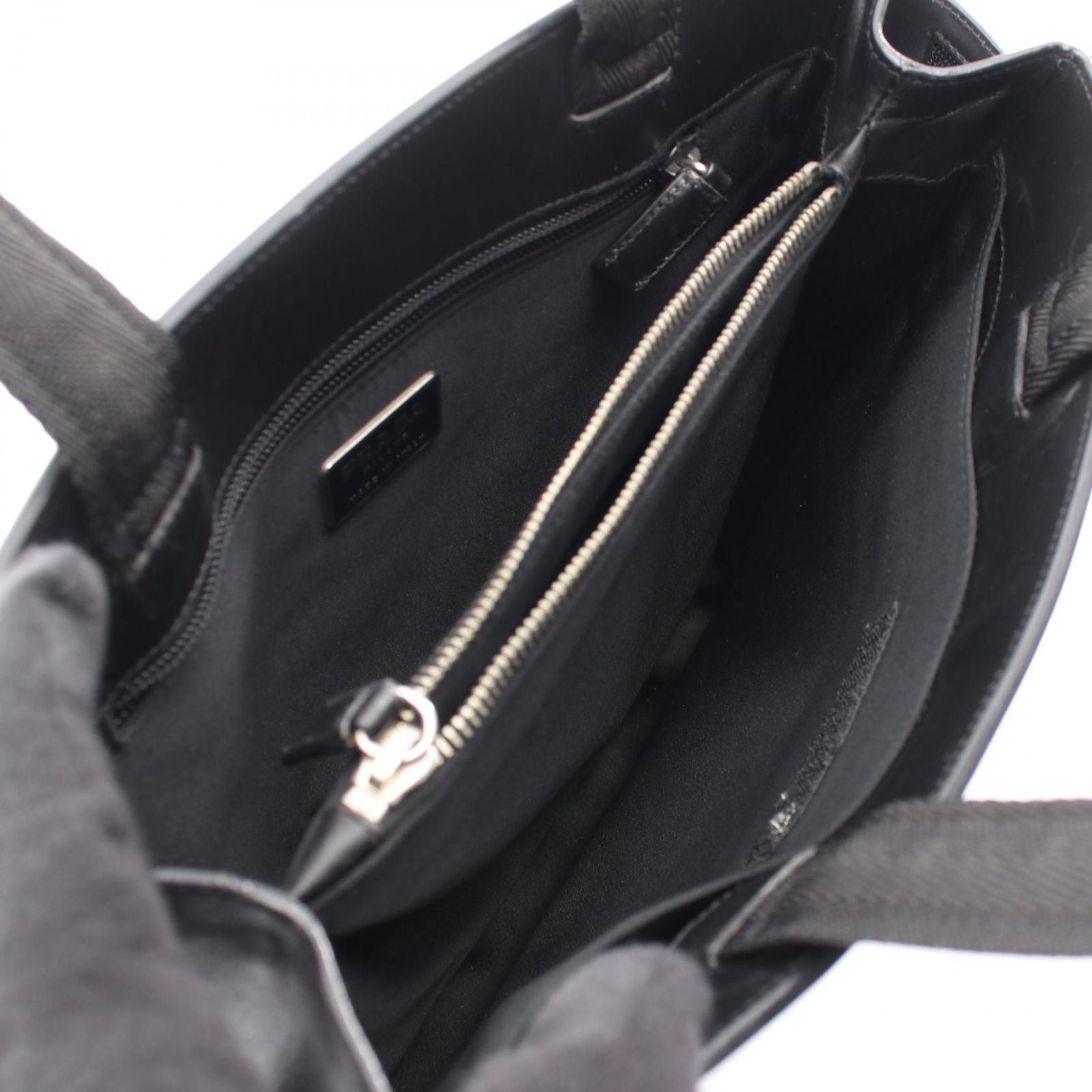 Prada Tote Logo Black Leather Handbag — view 3
