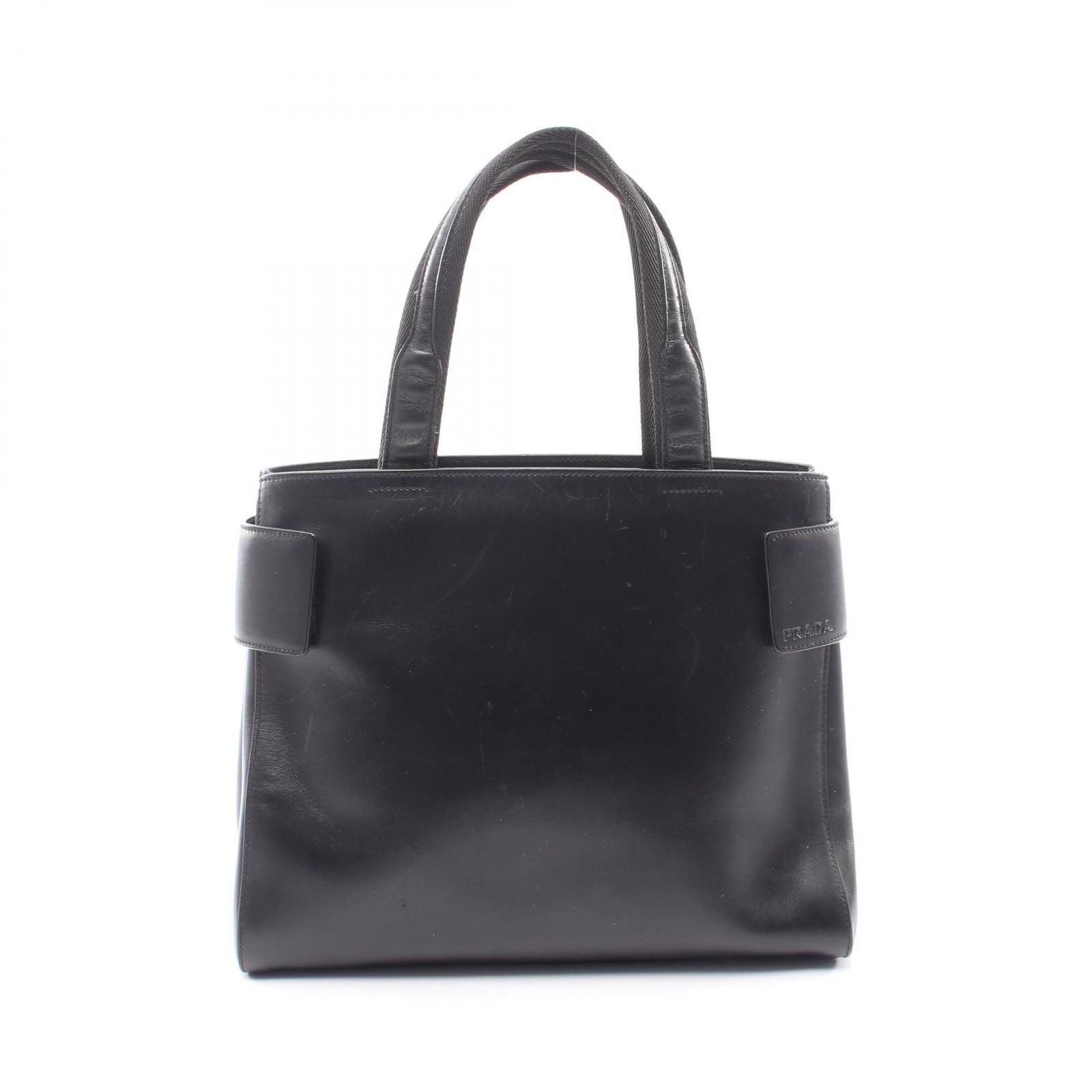 Prada Tote Logo Black Leather Handbag