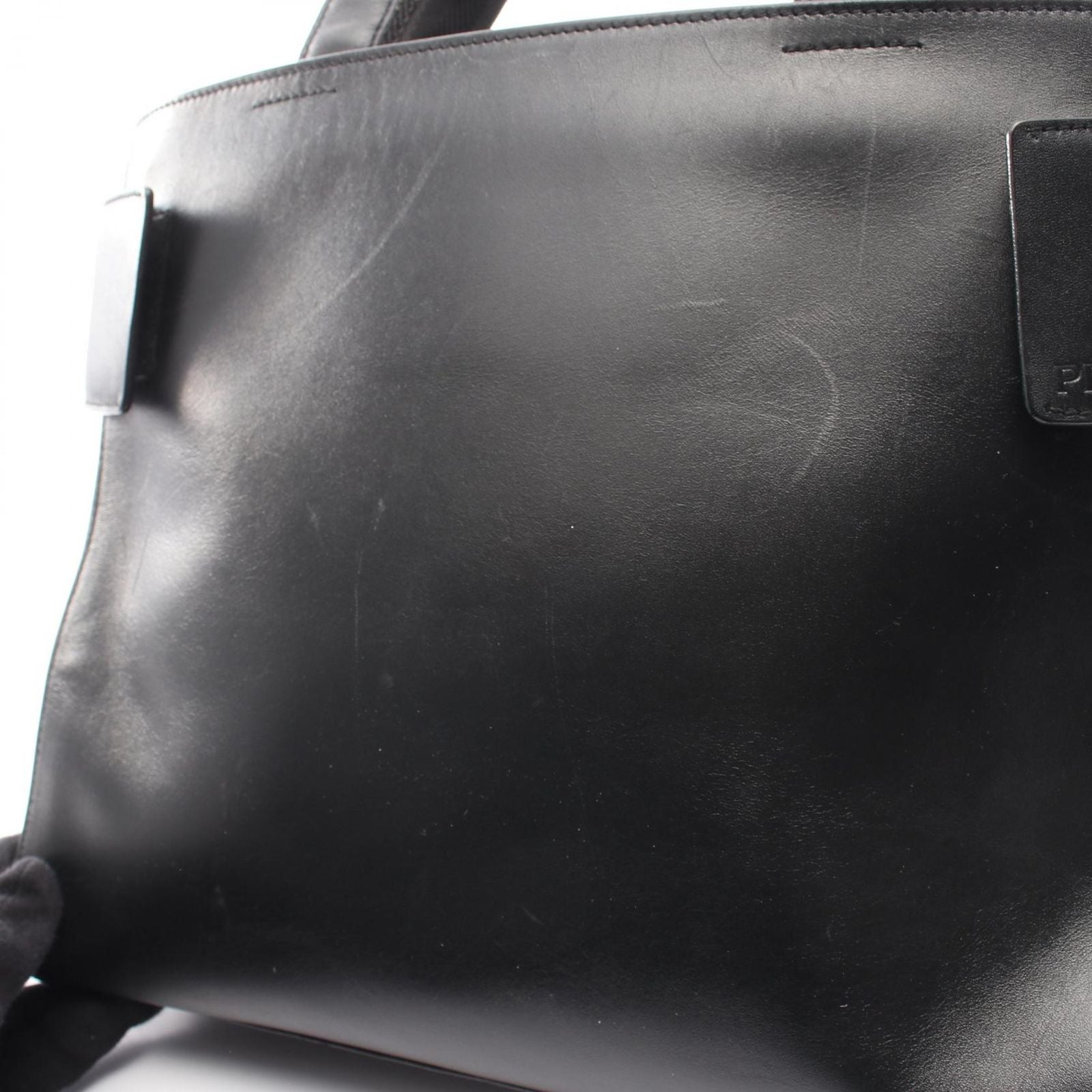 Prada Tote Logo Black Leather Handbag — view 6