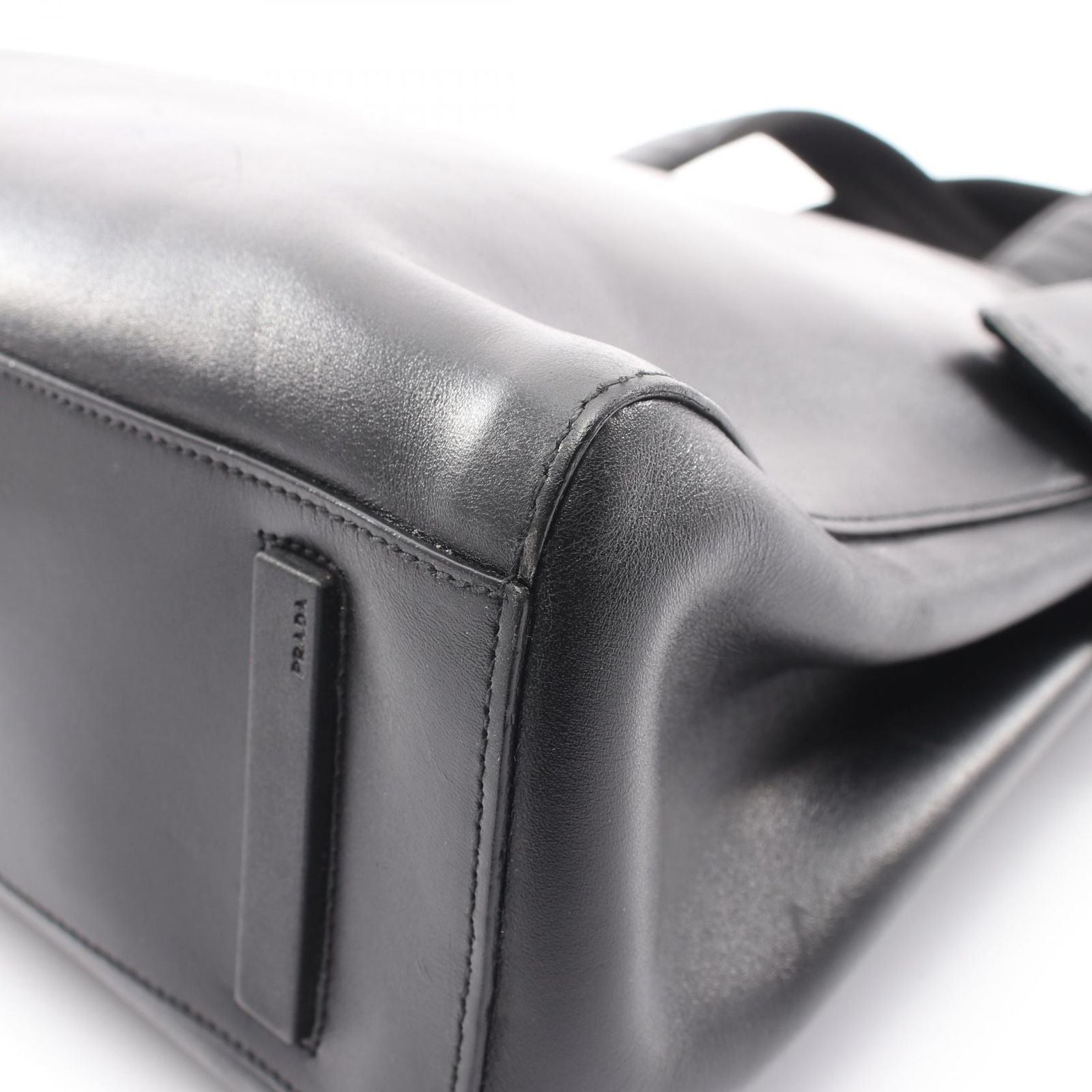 Prada Tote Logo Black Leather Handbag — view 9