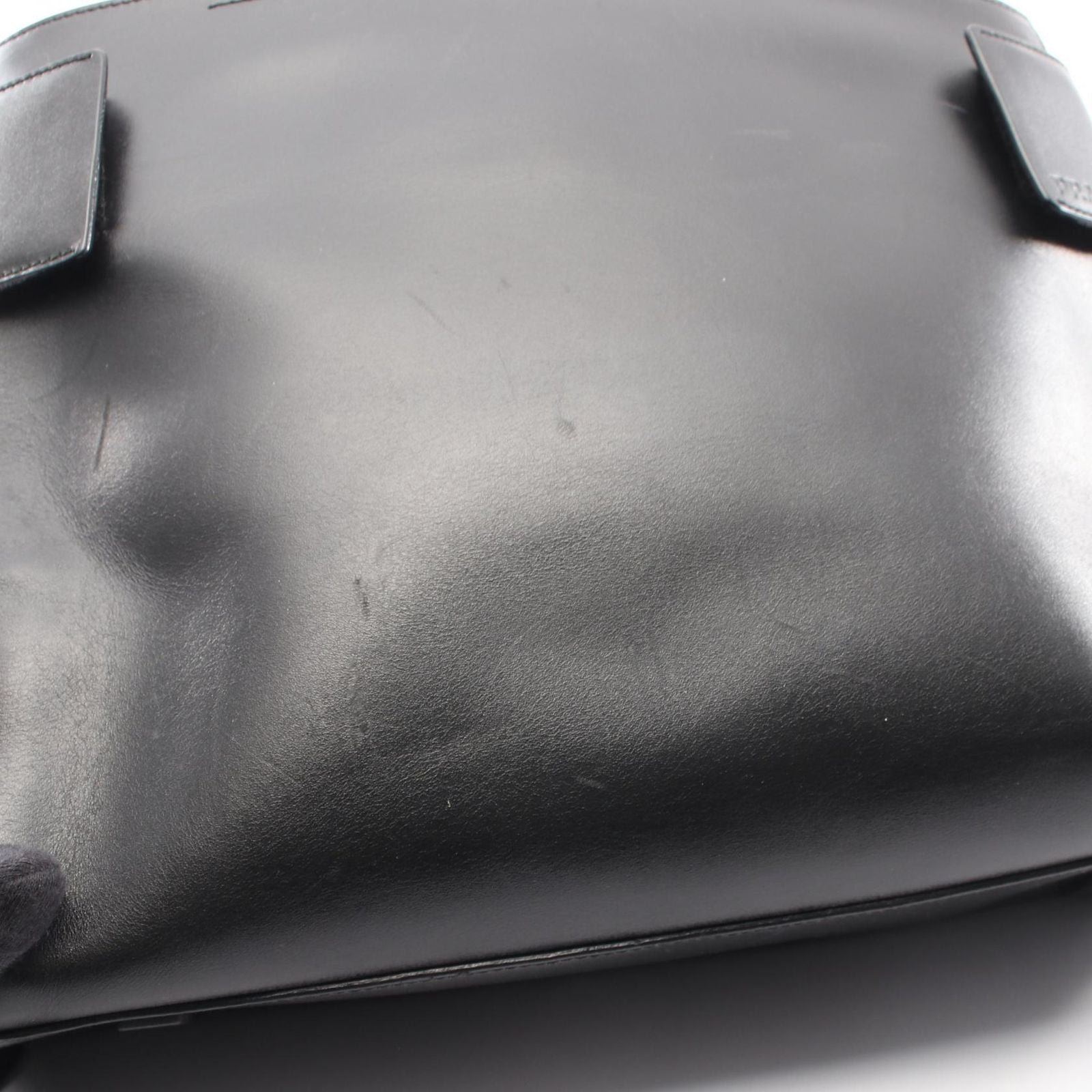 Prada Tote Logo Black Leather Handbag — view 7