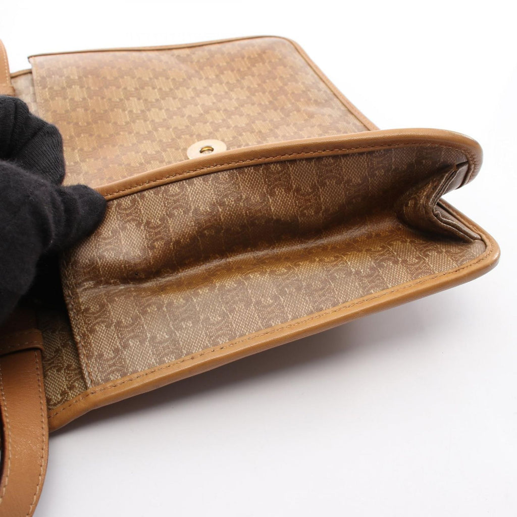 Celine Shoulder Bag Triomphe Beige Canvas Leather — view 6
