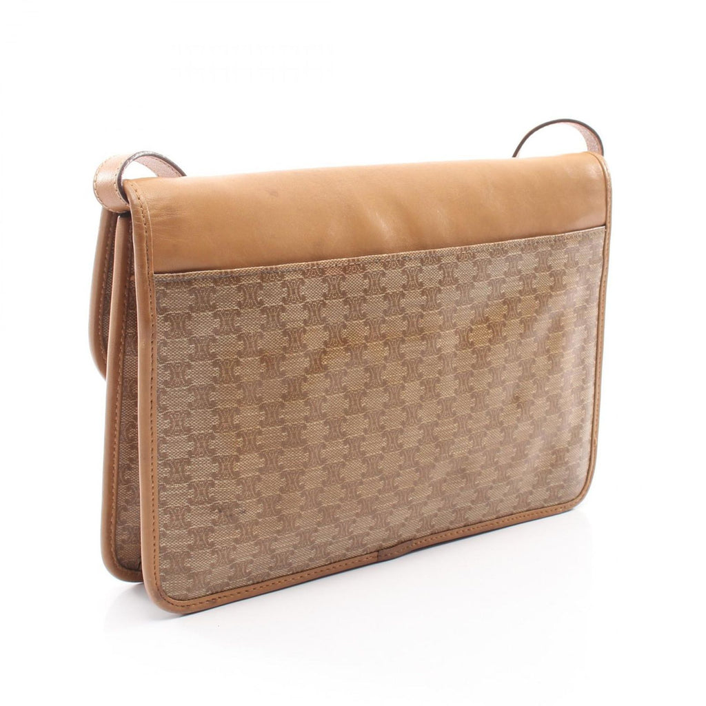 Celine Shoulder Bag Triomphe Beige Canvas Leather — view 2