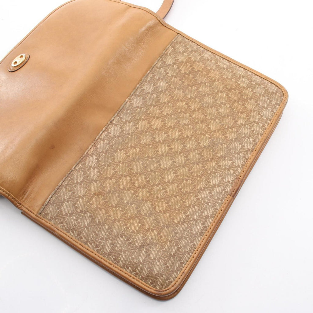 Celine Shoulder Bag Triomphe Beige Canvas Leather — view 8