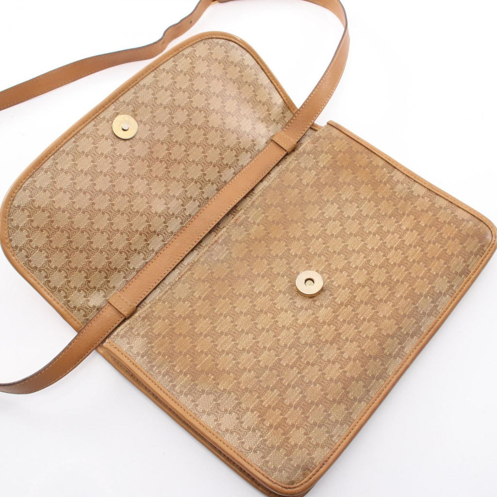 Celine Shoulder Bag Triomphe Beige Canvas Leather — view 7