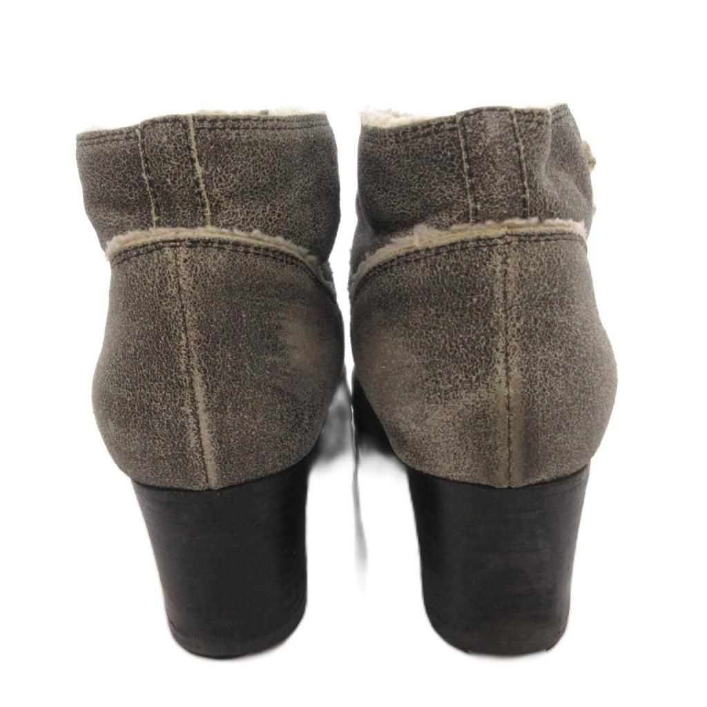 Chanel Short Boots CC Logo Chanki Heels Leather 36 Gray — view 5
