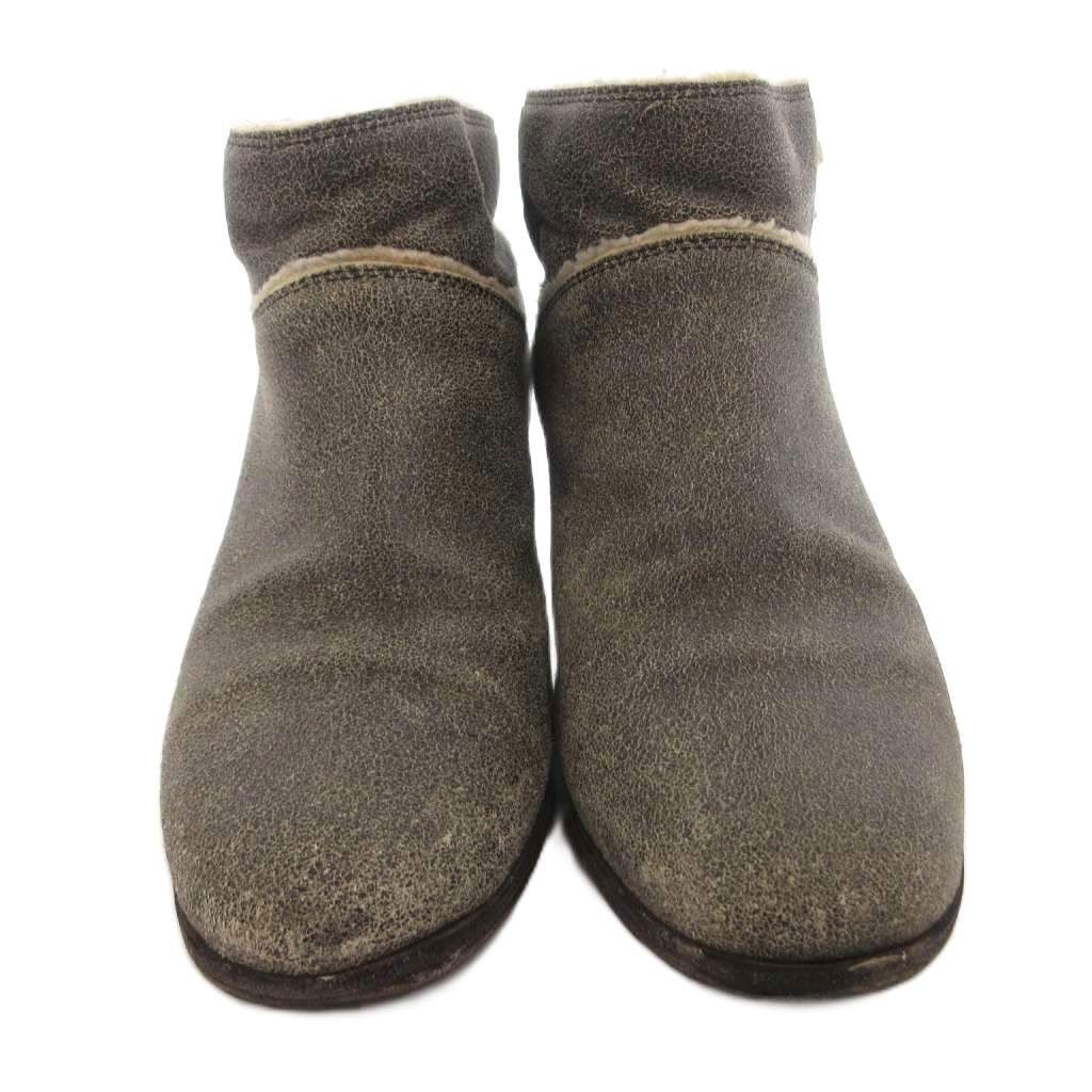 Chanel Short Boots CC Logo Chanki Heels Leather 36 Gray — view 4