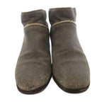Chanel Short Boots CC Logo Chanki Heels Leather 36 Gray — view 4