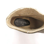 Chanel Short Boots CC Logo Chanki Heels Leather 36 Gray — view 7