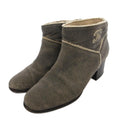 Chanel Short Boots CC Logo Chanki Heels Leather 36 Gray