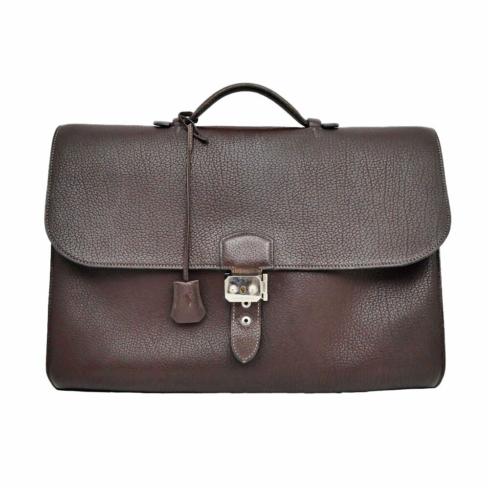Hermes Sac a Depeches 41 Tote Brown Construction Togo Business