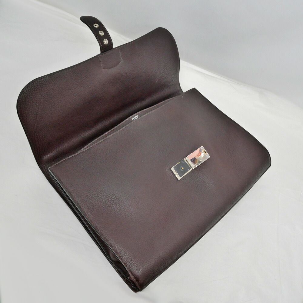 Hermes Sac a Depeches 41 Tote Brown Construction Togo Business — view 6