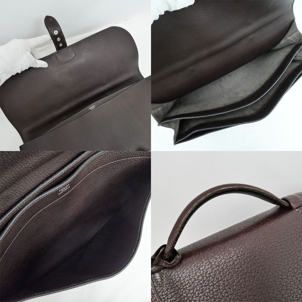 Hermes Sac a Depeches 41 Tote Brown Construction Togo Business — view 8