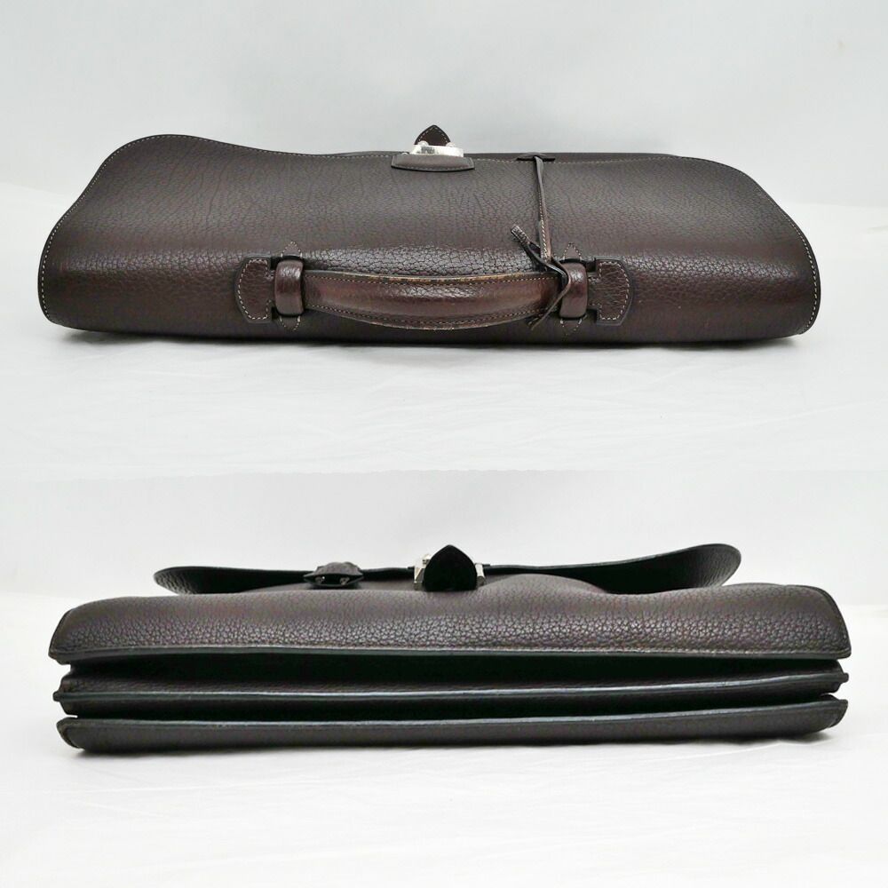 Hermes Sac a Depeches 41 Tote Brown Construction Togo Business — view 4