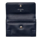Chanel CC Logo Boy Card Case Business Holder Navy Black Lambskin — view 4