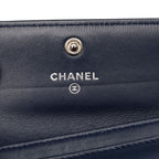 Chanel CC Logo Boy Card Case Business Holder Navy Black Lambskin — view 6