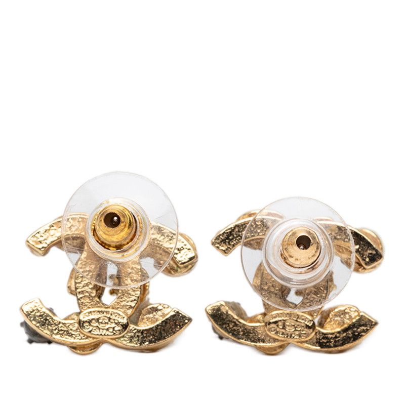 Chanel CC Logo Stud Earrings Gold Plated — view 2