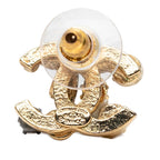 Chanel CC Logo Stud Earrings Gold Plated — view 3