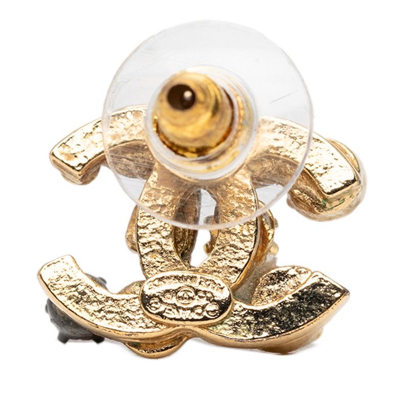 Chanel CC Logo Stud Earrings Gold Plated — view 3