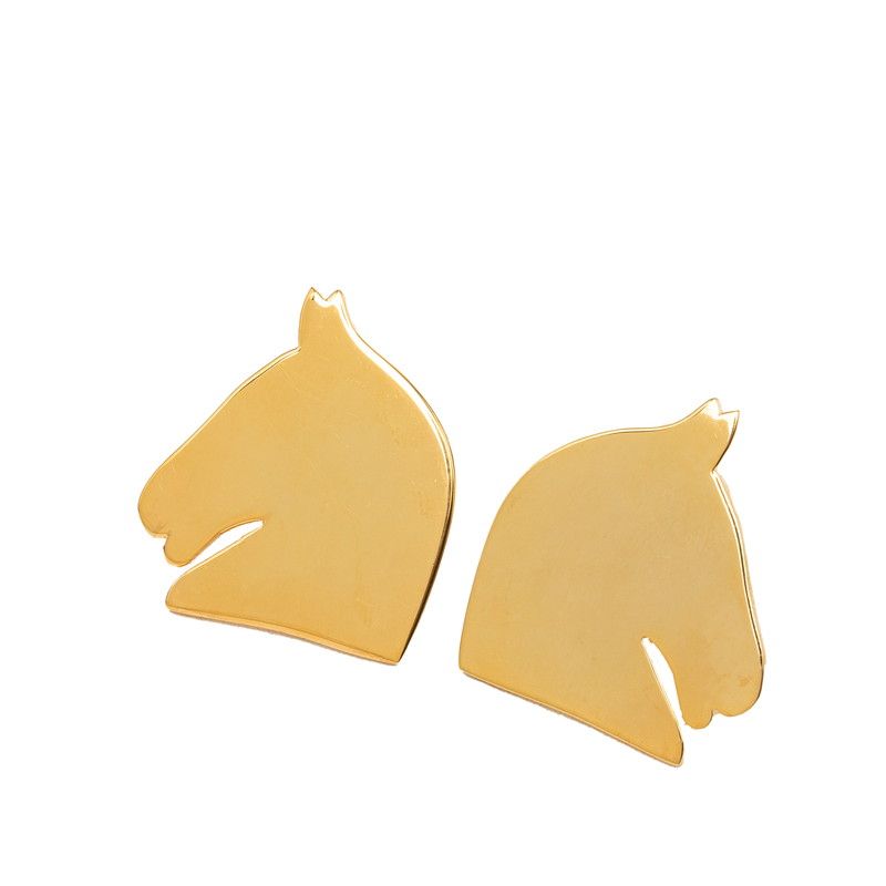 Hermes Cheval Horse Earrings Gold Plated