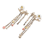 Chanel CC Logo Star Motif Stud Earrings Swing Gold Plated Rhinestone — view 2