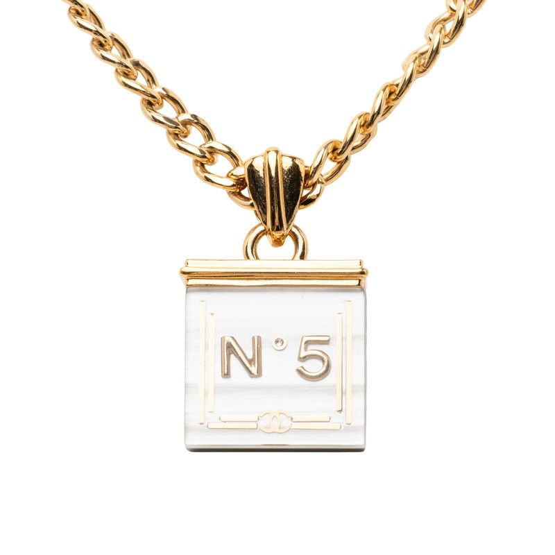 Chanel CC Logo Chain Necklace Gold Black Plated Resin — view 2