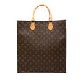 Louis Vuitton Monogram Sac Plat Tote Brown Leather
