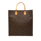 Louis Vuitton Monogram Sac Plat Tote Brown Leather