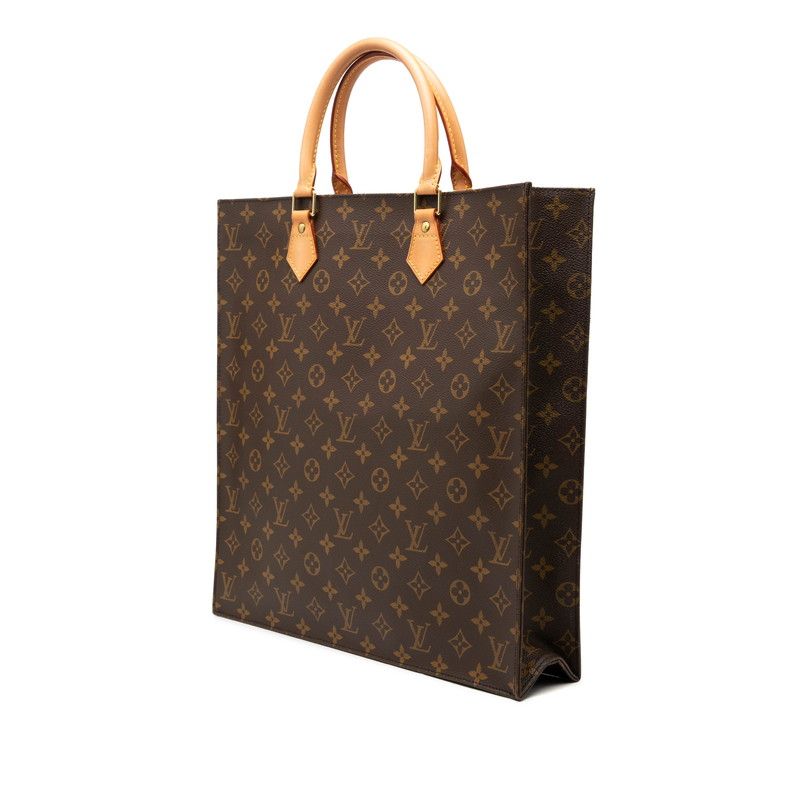 Louis Vuitton Monogram Sac Plat Tote Brown Leather — view 2