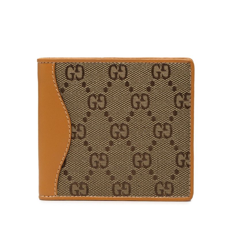 Gucci GG Canvas Bifold Wallet Beige Brown