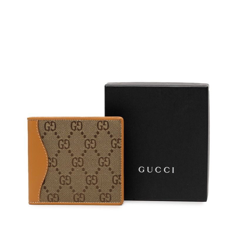Gucci GG Canvas Bifold Wallet Beige Brown — view 7