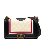 Chanel CC Logo Quilted Boy Chain Shoulder Bag Black Multicolor Lambskin