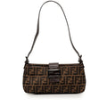 Fendi Zucca Mamma Bucket Shoulder Bag Brown Canvas Leather