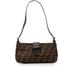 Fendi Zucca Mamma Bucket Shoulder Bag Brown Canvas Leather