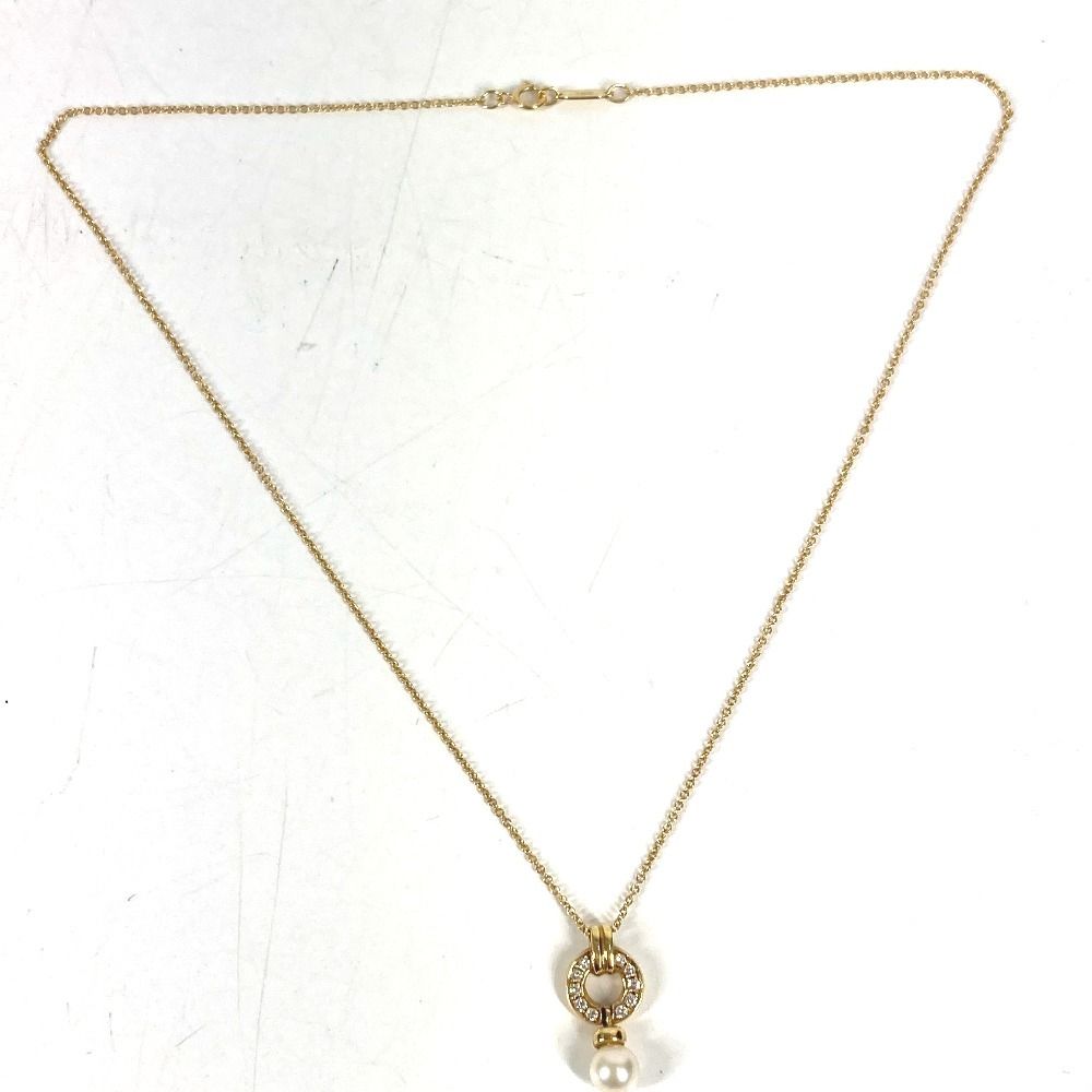 Tiffany & Co Necklace Door Knock Akoya Pearl Diamond Gold — view 2