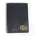 Gucci Card Case Double GG Logo Leather Black