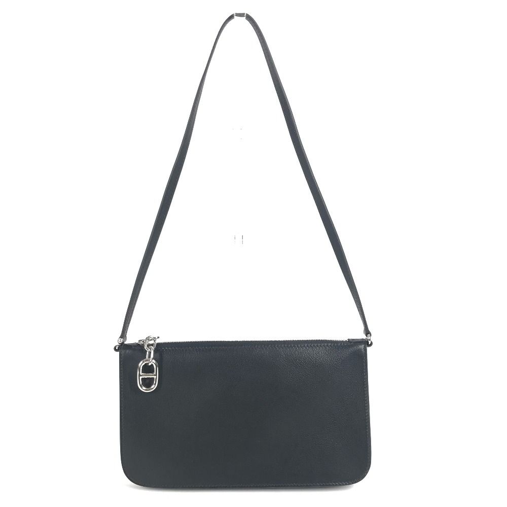 Hermes Shoulder Bag Pouch Zip Azap-: to Go Chaine D'ancre Leather Black