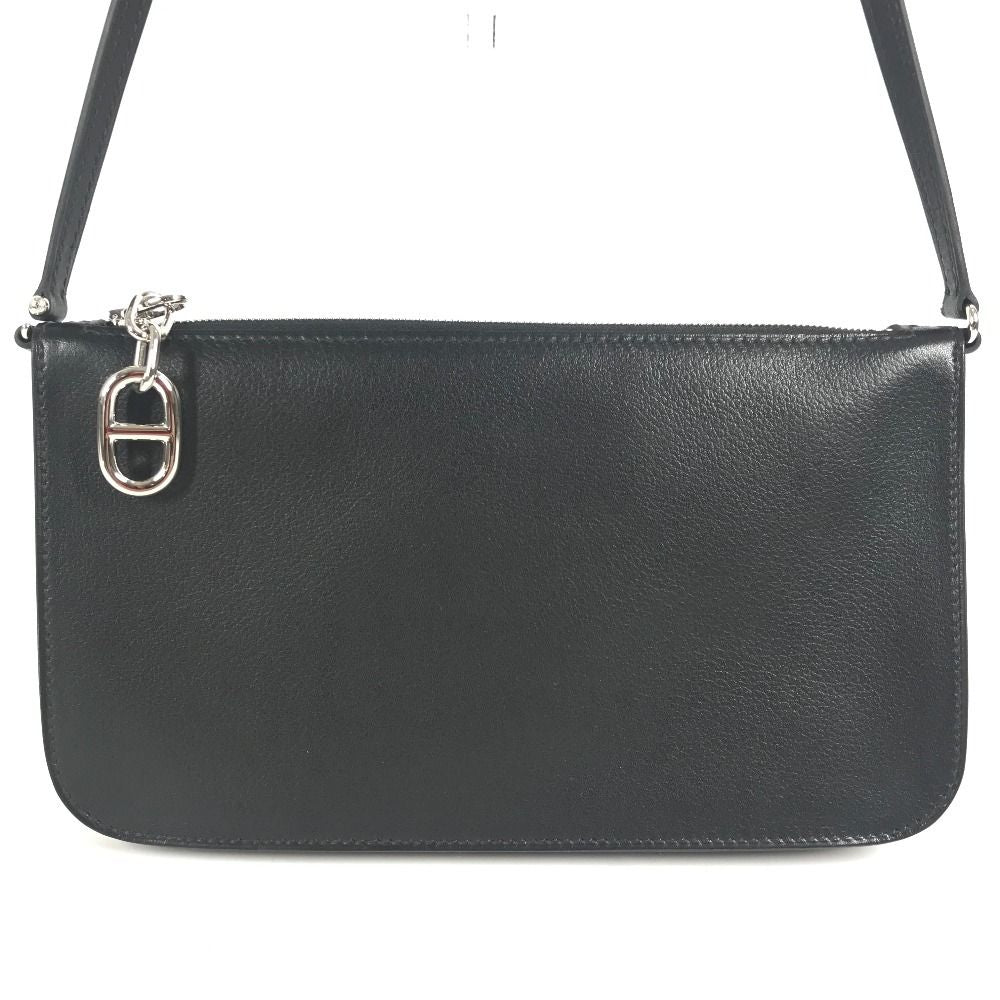 Hermes Shoulder Bag Pouch Zip Azap-: to Go Chaine D'ancre Leather Black — view 2