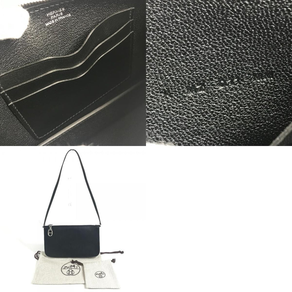 Hermes Shoulder Bag Pouch Zip Azap-: to Go Chaine D'ancre Leather Black — view 9