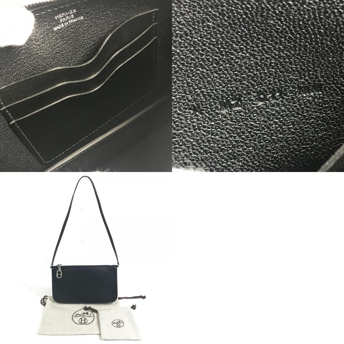 Hermes Shoulder Bag Pouch Zip Azap-: to Go Chaine D'ancre Leather Black — view 9