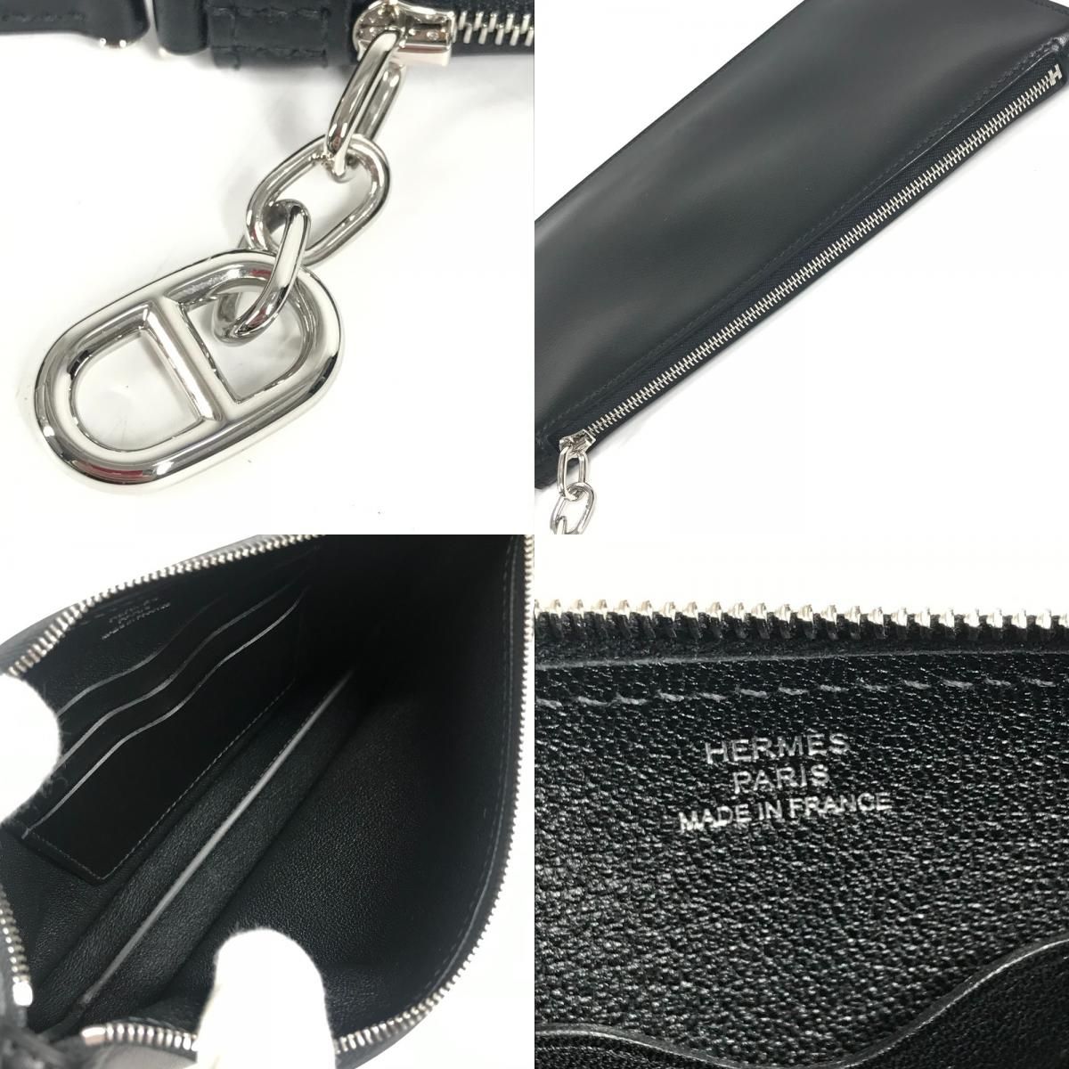Hermes Shoulder Bag Pouch Zip Azap-: to Go Chaine D'ancre Leather Black — view 8
