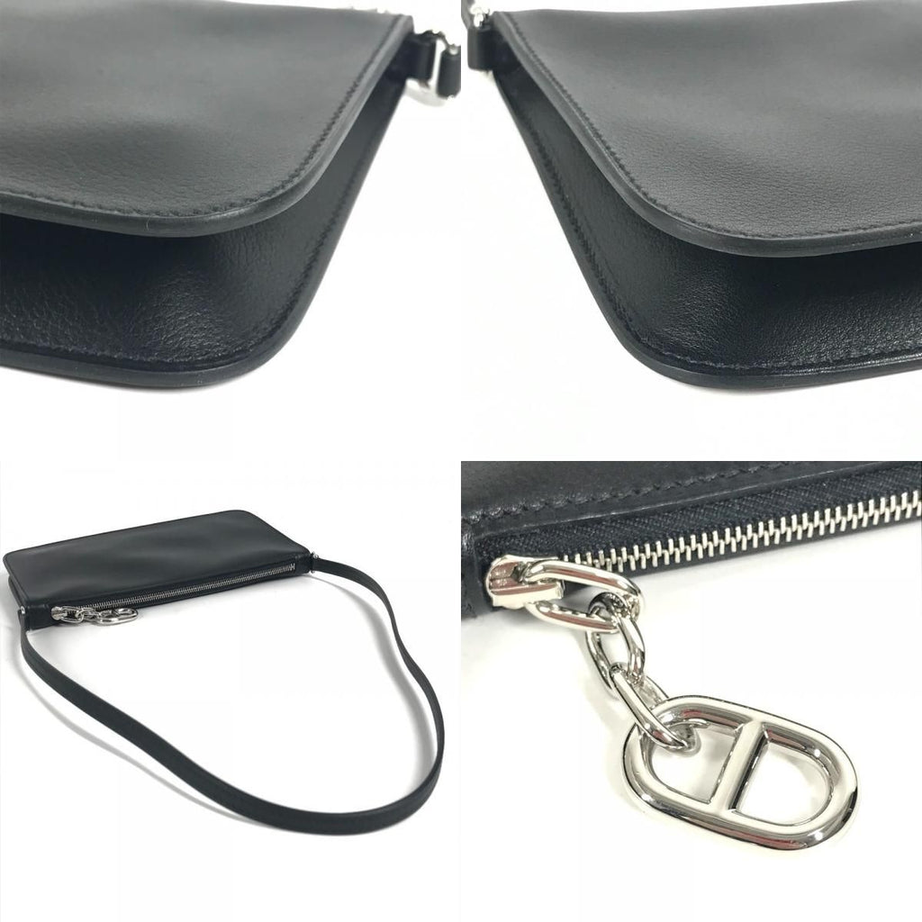 Hermes Shoulder Bag Pouch Zip Azap-: to Go Chaine D'ancre Leather Black — view 7